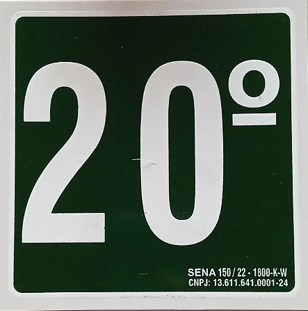 PLACA INDICATIVA DE 20° ANDAR