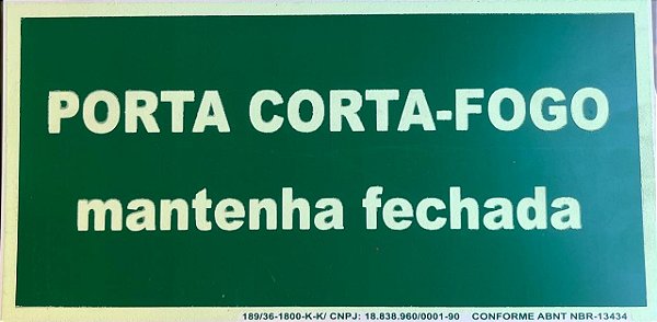 PLACA INDICATIVA - PORTA CORTA FOGO MANTENHA FECHADA