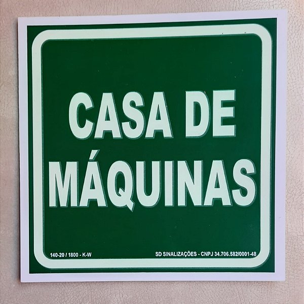 PLACA INDICATIVA - CASA DE MÁQUINAS
