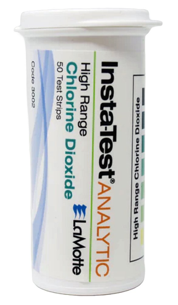 Fitas de teste de dióxido de cloro - 0-500 ppm frasco - 50 unidades