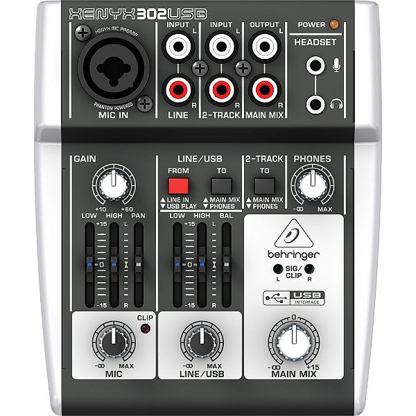 Mesa de Som Analógica BEHRINGER  Xenyx 302USB 3 Canais