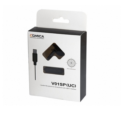 Microfone lapela V01SP-UC p/smartphone interface USB-C COMICA