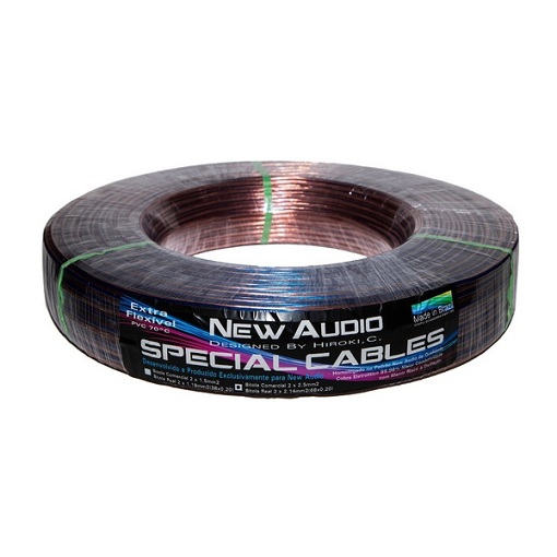 Fio Cristal 2x2,50mm 100% Cobre - Rolo 100 Metros NEW AUDIO