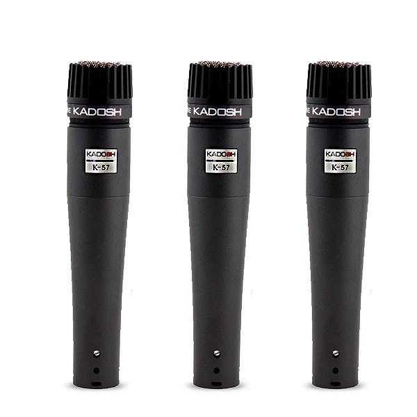 Kit Microfone Vocal com Fio KIT K-57 Unidirecional (3 peças ) - KADOSH