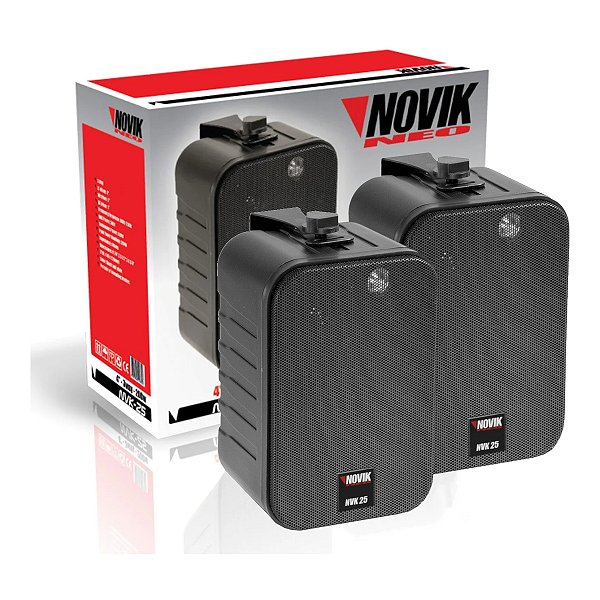 Caixa de Som Ambiente (Par) Novik NVK 25 2 Vias 25W RMS c/ Suporte de Parede