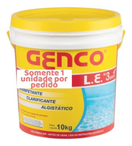 Cloro Piscina Granulado Multipla Ação 3 Em 1 Genco 10k Balde