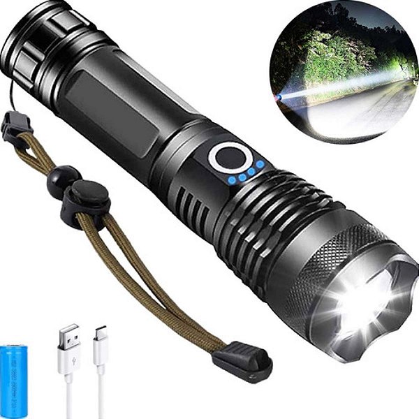 Lanterna Tática Militar T9 USB Recarregável