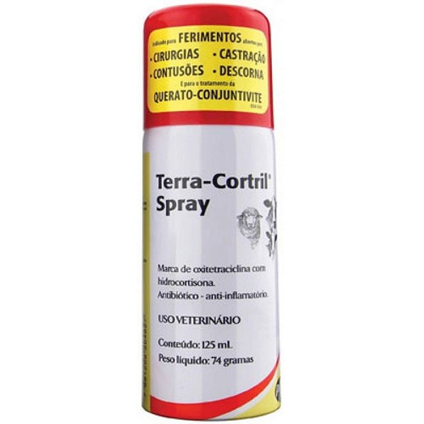 Terra-Cortril Spray 125 Ml Antibiótico Antiflamatório Zoetis