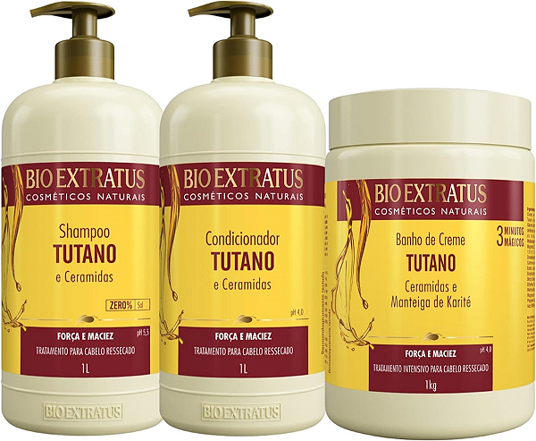 Kit Bio Extratus Shampo Condicionador Banho Creme Tutano  1L
