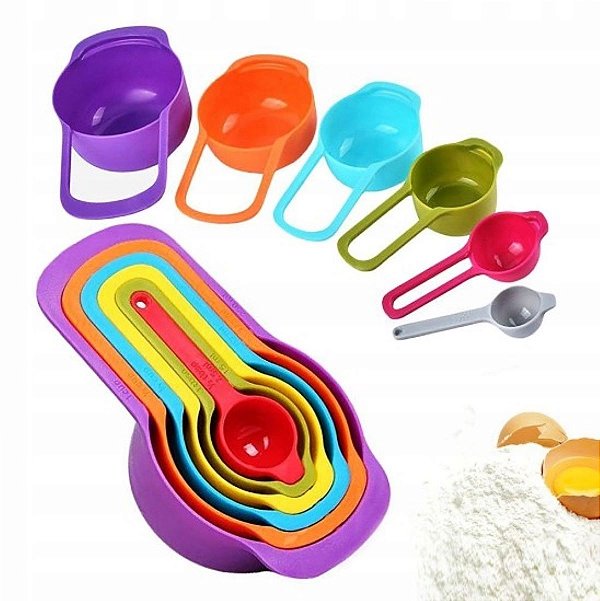 Conjunto Colher Medidores Culinários 6 Medidas Colorido