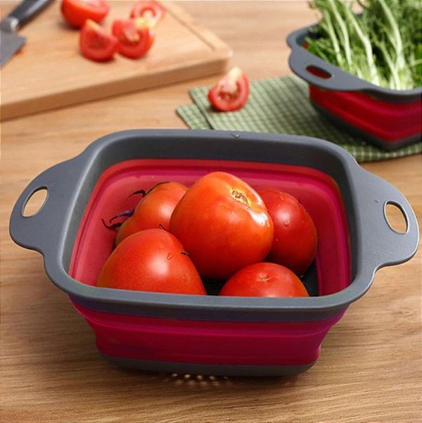 Escorredor Multiuso Alimentos Verduras Frutas Massa Retratil