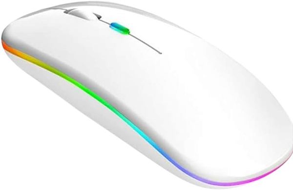 Mouse Sem Fio Recarregável Led Carregador Bateria Branco
