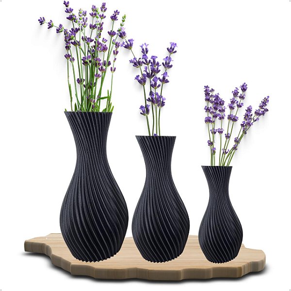Kit Vasos Decorativo Sala Cozinha Banheiro Preto