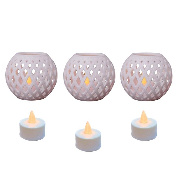 Kit Velas Decorativas Branco Losango