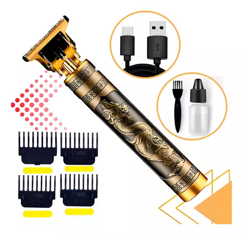 Maquininha Barbear Cabelo Fazer Pezinho Depilar Recarregável Cor Dourado 110V/220V
