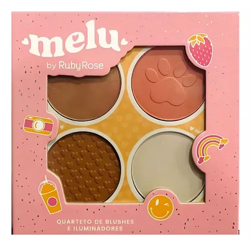 Quarteto Blush Contorno Iluminadores Melu Ruby Rose