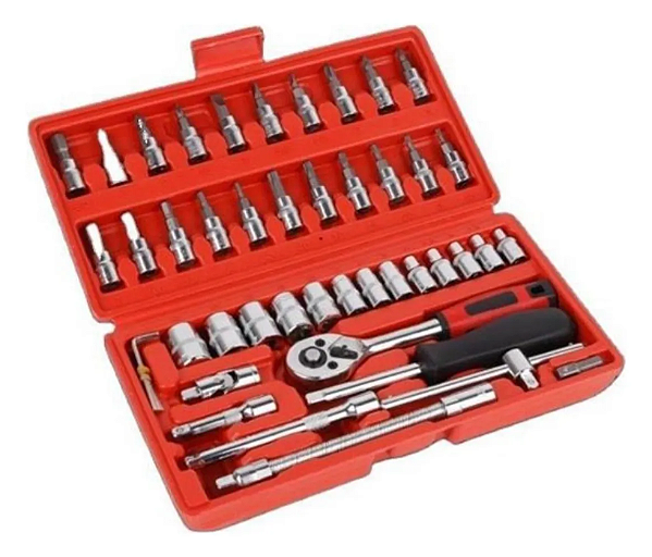 Caixa De Ferramentas Socket Set 46 Peças Auto Bike Moto