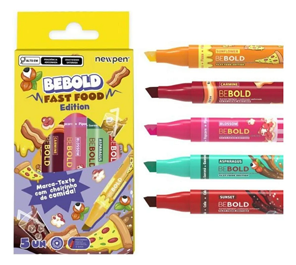 Marca Texto Be Bold Fast Food Edition - 5 Cores - Newpen