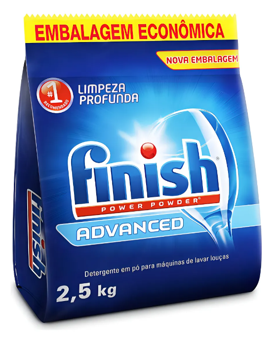 Detergente Em Pó Lava Louças Finish Limpeza Advanced 2,5kg