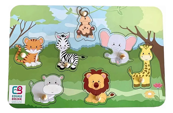 Quebra Cabeça Educacional Infantil Encaixe Animais Safari