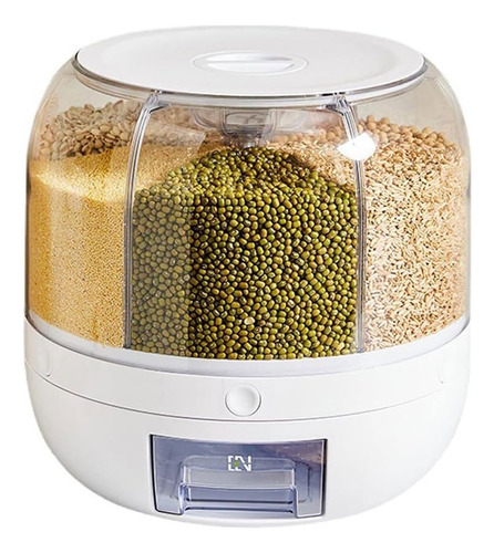 Dispenser Organizador Alimentos Giratório 6 Divisórias Porta Cereais Grãos 5kg