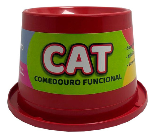 Comedouro Alto Antiformiga Gato Cat  250ml Vermelho