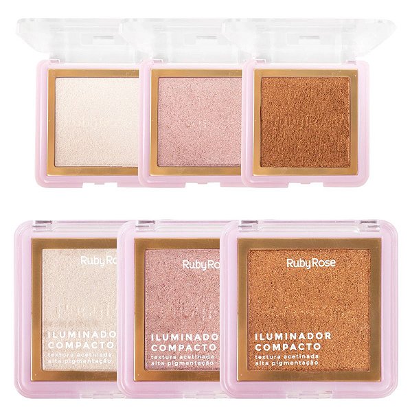 Iluminador Compacto Facial Alta Pigmentação Ruby Rose Hbf859