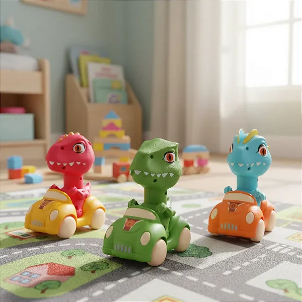 Carrinho Dino Car Aperta Cabeça E Anda Divertido Pica Pau