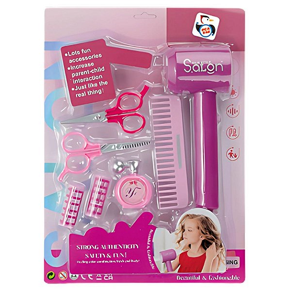 Kit Beleza Infantil Secador Premium Hair Style  7 Peças