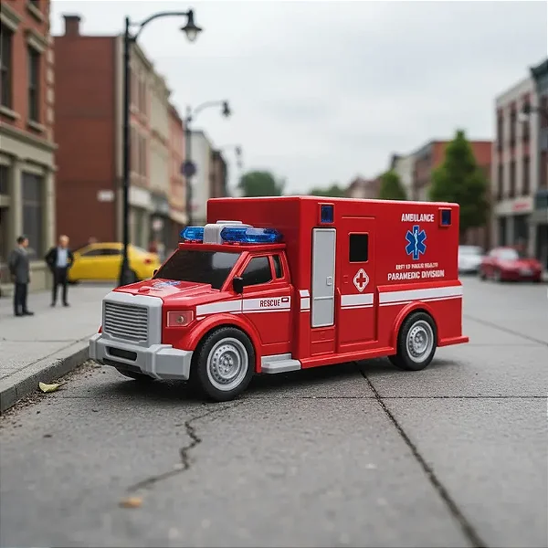 Carrinho Fricção Ambulância City Rescue Som Luz Cardoso Toys