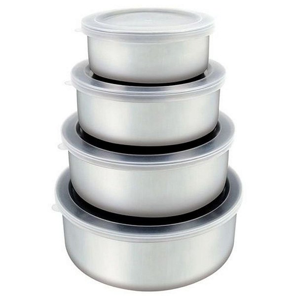 Jogo Conjunto Tigela Aço Inox 4 Peças Potes Bowl Com Tampa