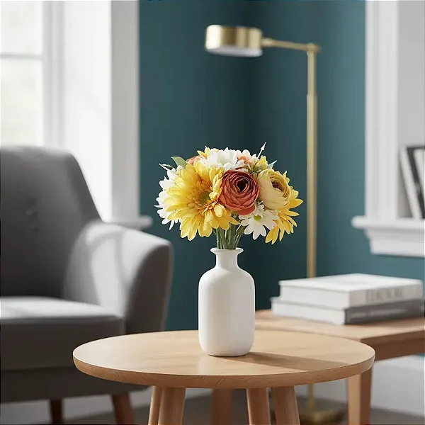 Buquê Misto Flor Artificial Para Decoração Realista Festa