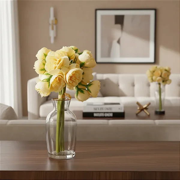 Buquê Peônia Flor Artificial Para Decoração Realista Festa