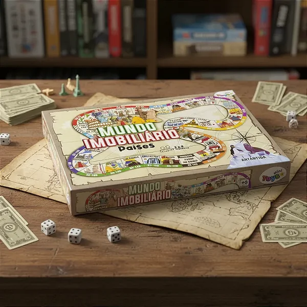 Jogo Tabuleiro Brinquedo Mundo Imobiliário Países Mini Toys