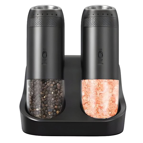 Kit 2 Moedores Automáticos Elétrico Sal Pimenta Gravidade Recarregável