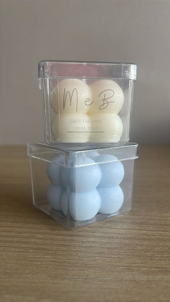 VELA BUBBLE COM CAIXINHA DE ACRÍLICO – PERSONALIZADA