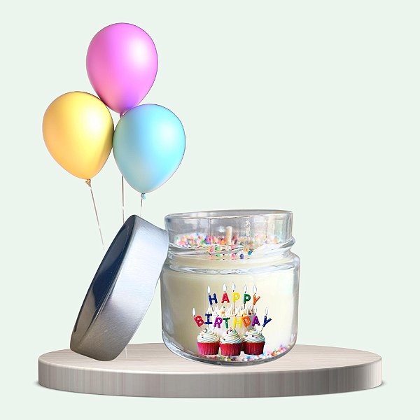 VELA AROMÁTICA HAPPY BIRTHDAY - PRESENTE DE ANIVERSÁRIO