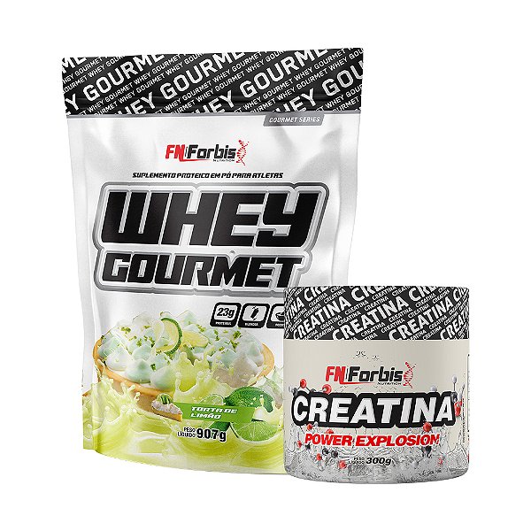 Kit Whey Protein Gourmet Refil 907g + Creatina Power Explosion 300g - FN Forbis Nutrition