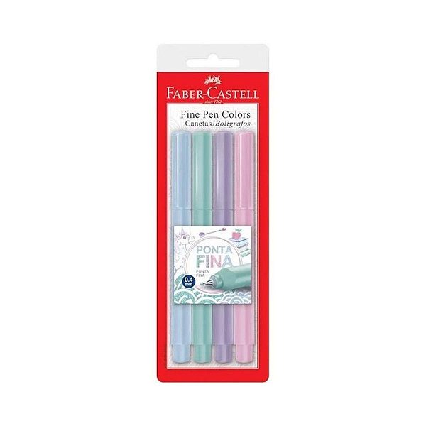 Canetas Fine Pen Colors 0.4mm 4 Tons Pastel Faber-castell