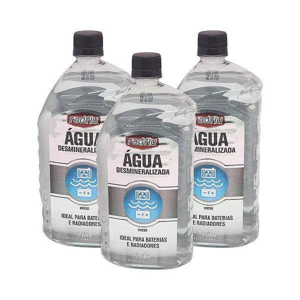 Kit Água Desmineralizada Radiadores Baterias 1L 3 Un.