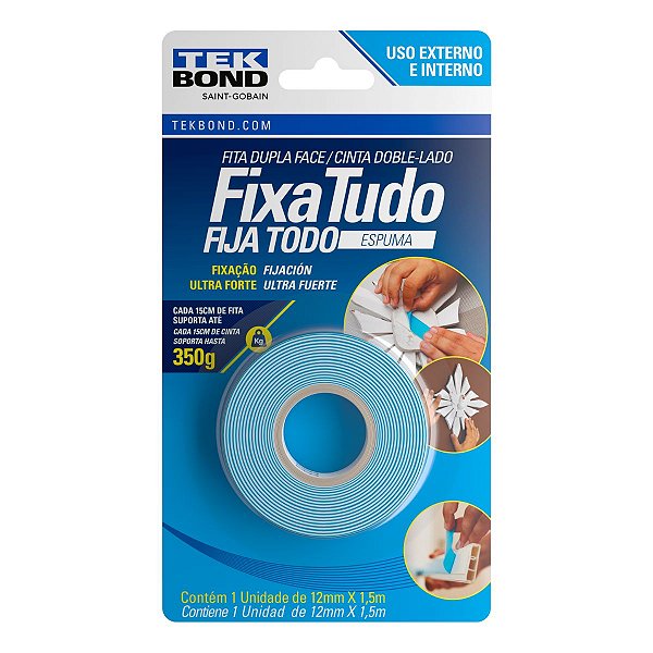 Fita Fixa Tudo Espuma Dupla Face 12mm X 1,5M Ultra Forte