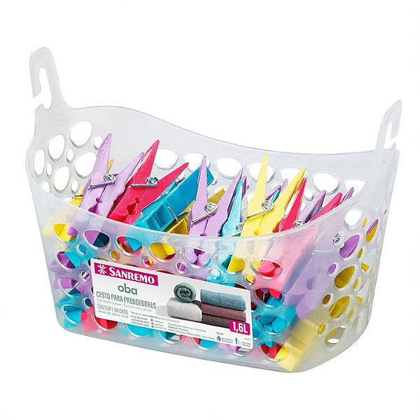 Kit Cesto + 24 Prendedores Pregadores de Roupa Sanremo