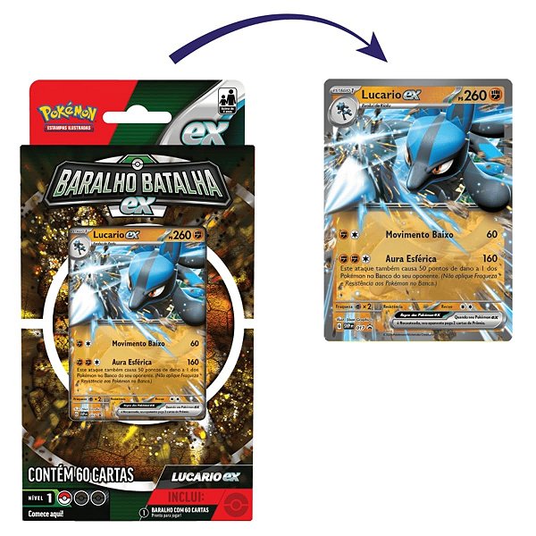 Card Game Pokémon TCG Deck Baralho de Batalha Lucario EX