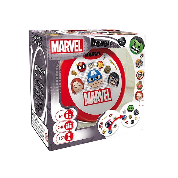 Dobble Marvel Emoji Jogo de Cartas Família 5 Jogos em 1