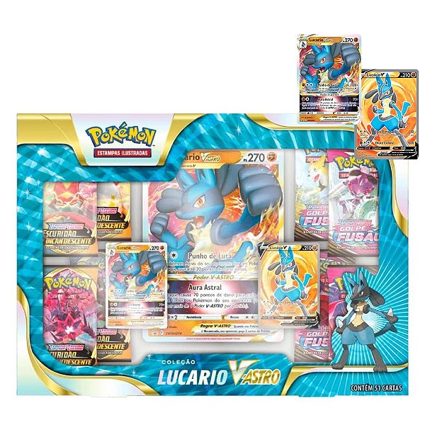 Box de Cartas Lucario v-Astro com 51 Cartas Pokémon