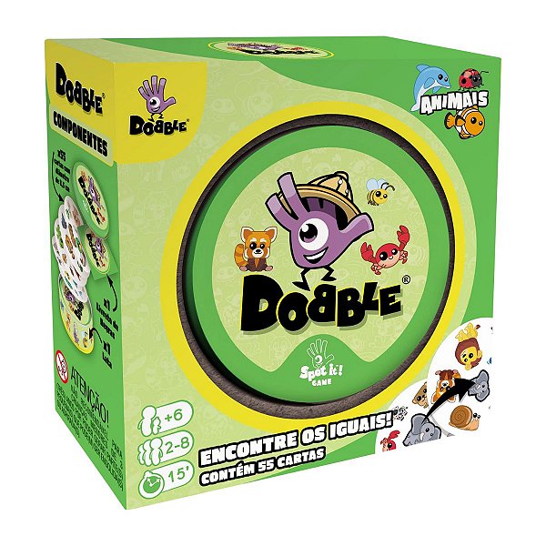 Jogo de Cartas Dobble Animais 5 Formas de se Divertir em 1