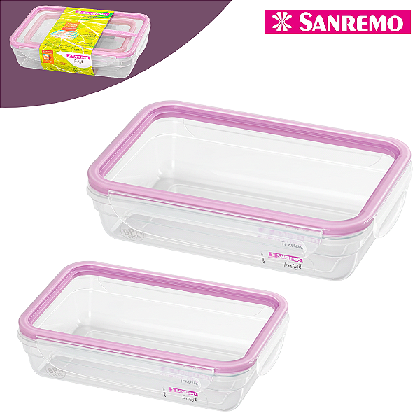 Kit 2 Potes Herméticos 1,6L e 820ml Ótima Vedação Sanremo