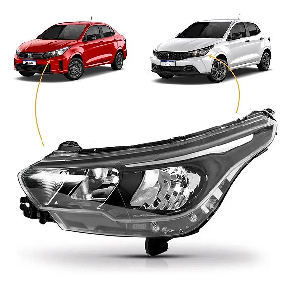 Farol Esquerdo Para Fiat Argo/Cronos Ano 2017 - 2024 Sem Led
