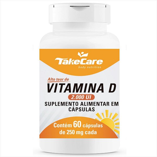 Vitamina D 2.000UI Suplento 250mg - 60 Cápsulas Take Care