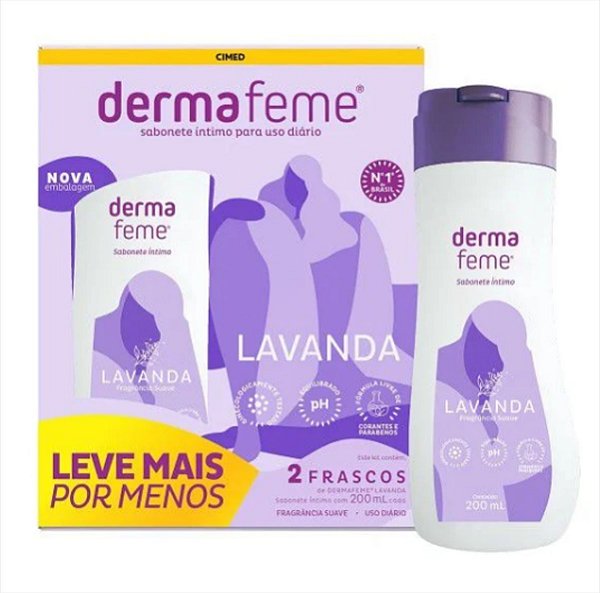 Kit 2 Unidades Sabonete Líquido Dermafeme Íntimo Lavanda 200ml Cada - Cimed